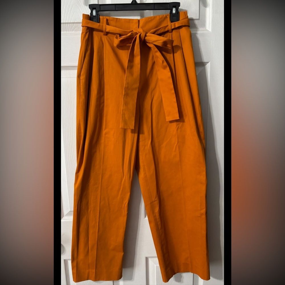 ANTONIO MELANI Women's Size 6 Hi Rise Burnt Orange Trouser Pants Tie Waist EUC